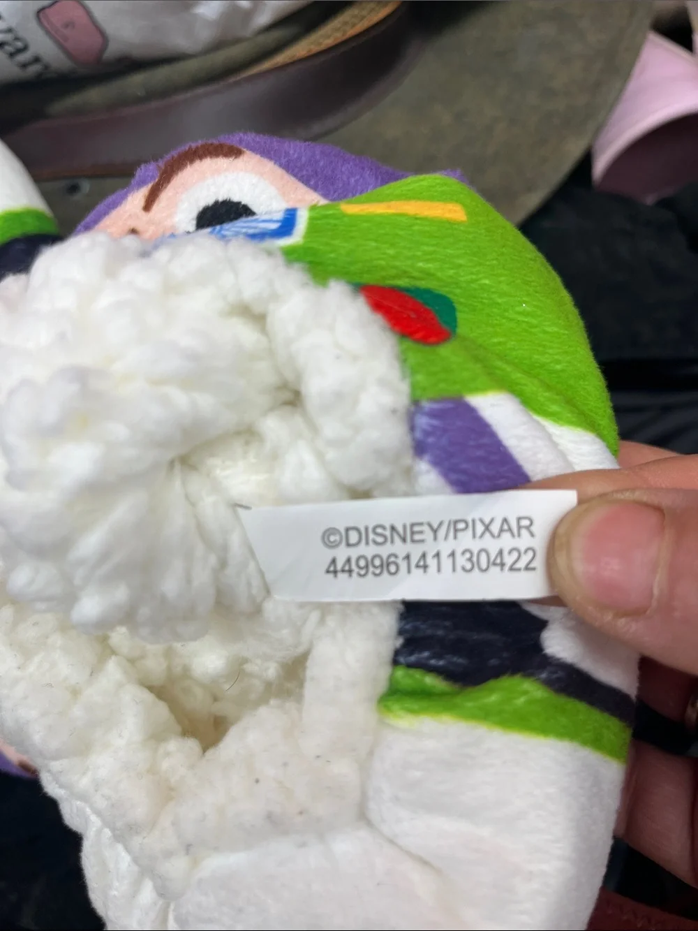 Disney Kids Buzz Lightyear Plush Footie Slippers in Green, Purple & White
